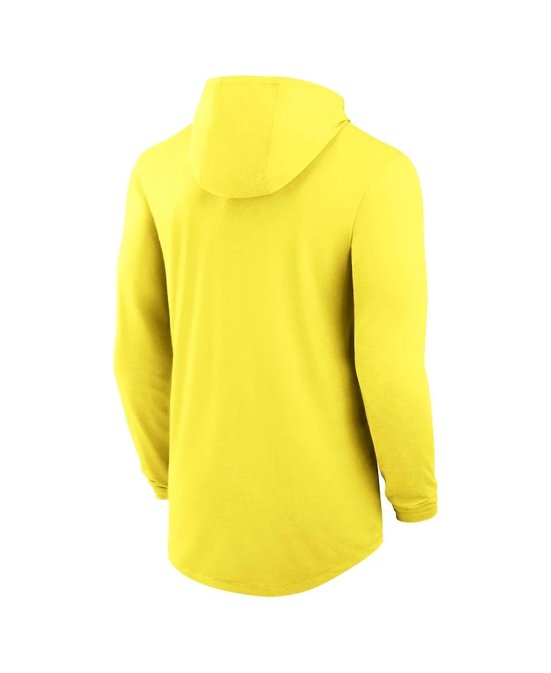 Nike Men's Yellow Oregon Ducks Classic Arch Tri-Blend Performance Long Sleeve Hoodie T-Shirt