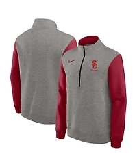 Nike Men's Heather Gray/Cardinal Usc Trojans Club Fleece Half-Zip Pullover Sweatshirt