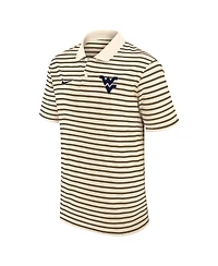 Nike Men's Cream West Virginia Mountaineers Solid Foundation Striped Performance Polo Shirt