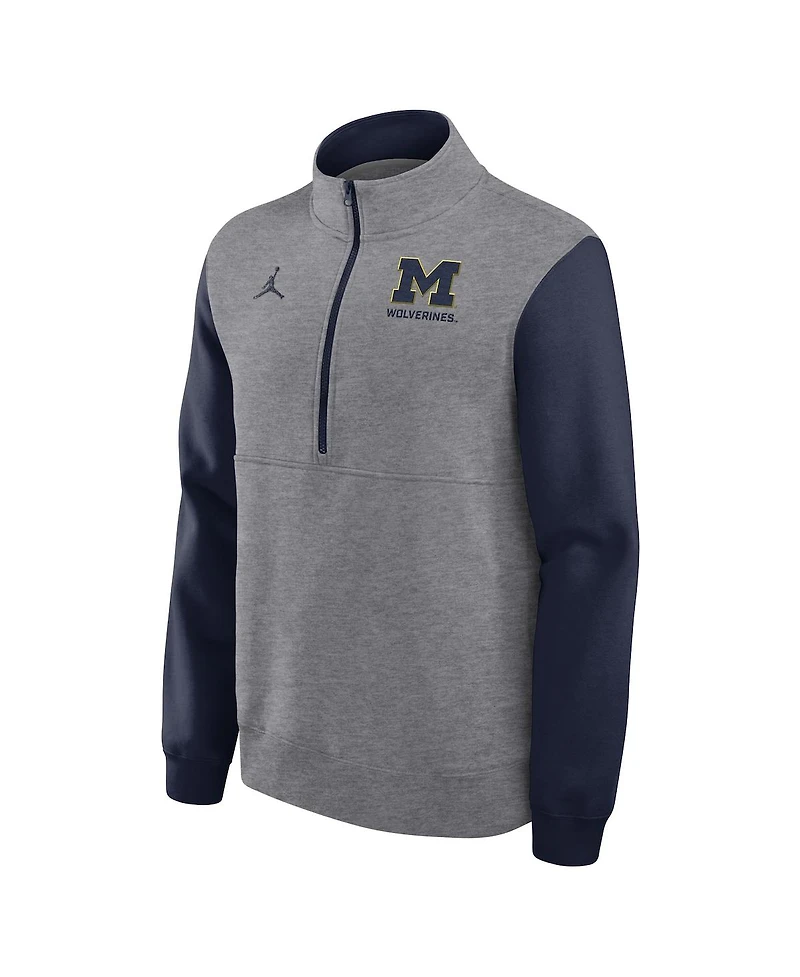 Jordan Men's Heather Gray Michigan Wolverines Club Fleece Half-Zip Pullover Sweatshirt