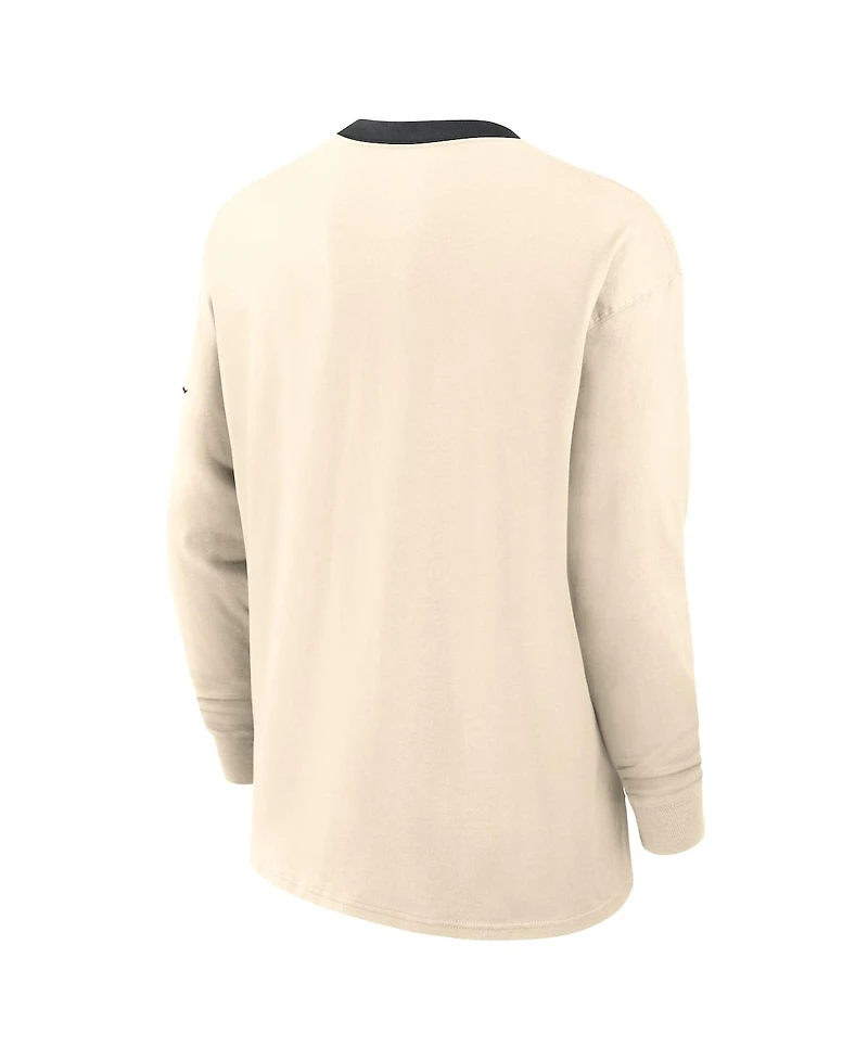 Jordan Men's Natural Oklahoma Sooners Athletic Prep Max90 Pocket Logo Long Sleeve T-Shirt