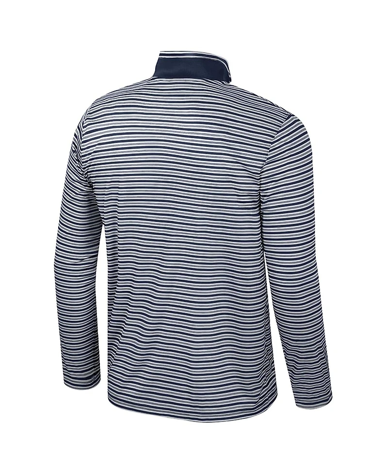 Colosseum Men's Navy Penn State Nittany Lions Striped Quarter-Zip Sweatshirt