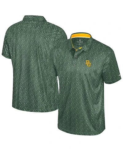 Colosseum Men's Green Baylor Bears Football Print Polo Shirt