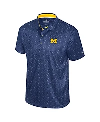 Colosseum Men's Navy Michigan Wolverines Football Print Polo Shirt