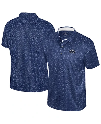 Colosseum Men's Navy Penn State Nittany Lions Football Print Polo Shirt