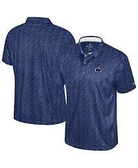 Colosseum Men's Navy Penn State Nittany Lions Football Print Polo Shirt