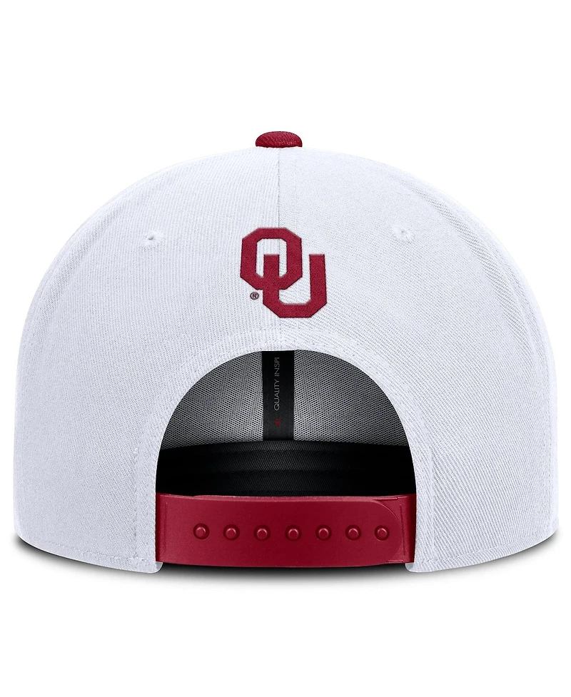Jordan Men's White/Crimson Oklahoma Sooners 2025 On-Field Patch Pro Dri-fit Snapback Hat