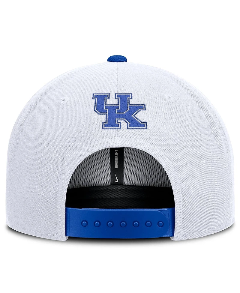 Nike Men's White/Royal Kentucky Wildcats 2025 On-field Patch Pro Dri-fit Snapback Hat