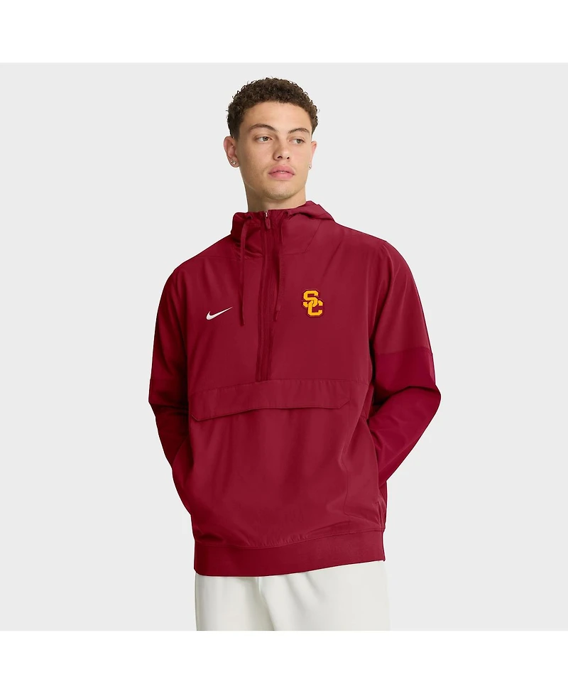 Nike Men's Cardinal Usc Trojans Anorak Half-Zip Hoodie Jacket