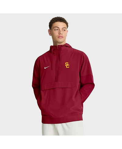 Nike Men's Cardinal Usc Trojans Anorak Half-Zip Hoodie Jacket