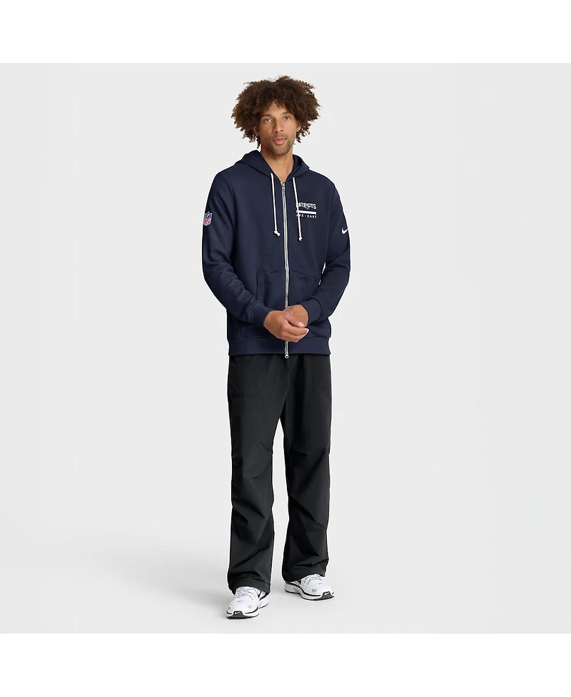 Nike Men's Navy New England Patriots Sideline Standard Issue Utility Player Dri-fit Full-Zip Hoodie