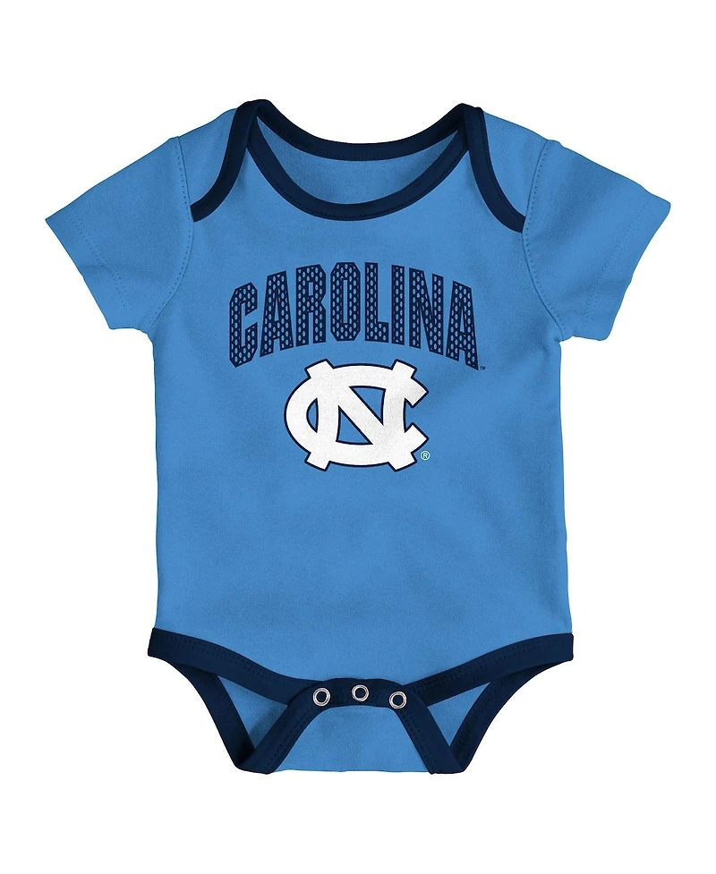 Outerstuff Baby Boys and Girls 3-Pack North Carolina Tar Heels All Day Play Bodysuit Set