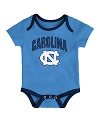 Outerstuff Baby Boys and Girls 3-Pack North Carolina Tar Heels All Day Play Bodysuit Set