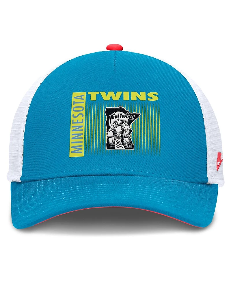 Nike Men's Teal Minnesota Twins Neon 90s Rise Structured Performance Adjustable Trucker Hat