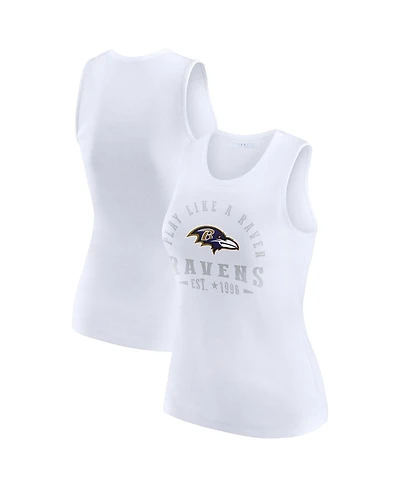 Wear by Erin Andrews Women's White Baltimore Ravens Ribbed Graphic Tank Top