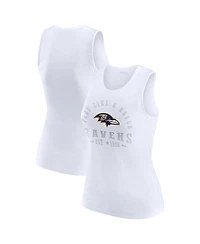 Wear by Erin Andrews Women's White Baltimore Ravens Ribbed Graphic Tank Top