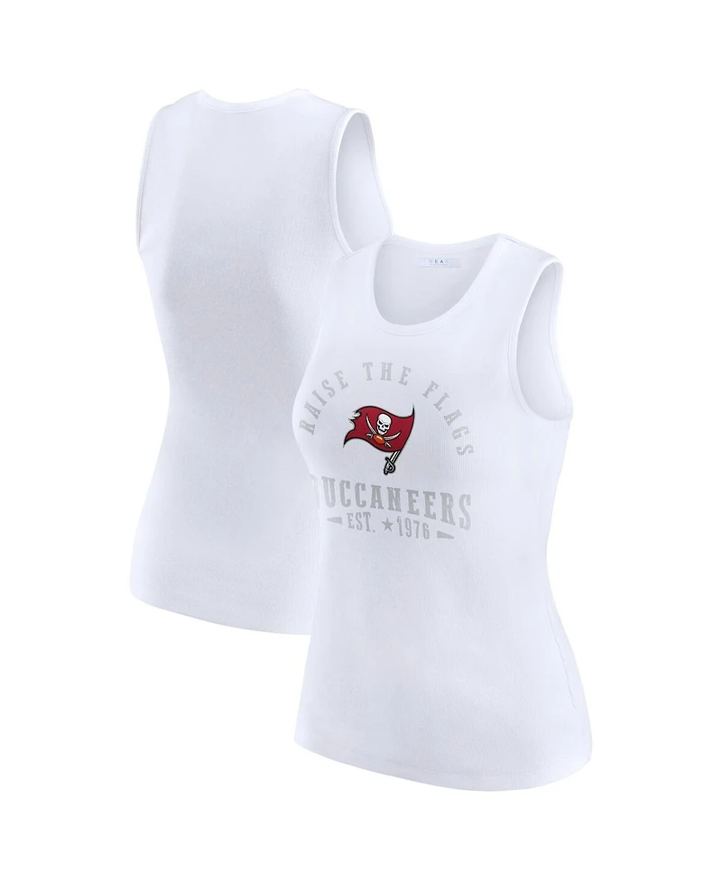 Wear by Erin Andrews Women's White Tampa Bay Buccaneers Ribbed Graphic Tank Top