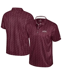 Colosseum Men's Maroon Mississippi State Bulldogs Football Print Polo Shirt