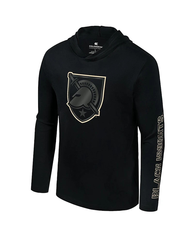Colosseum Men's Black Army Knights Color Pop Active Blend Hooded Long Sleeve T-Shirt