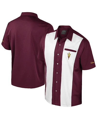Colosseum Men's Maroon Arizona State Sun Devils Strike Bowling Button-Up Shirt