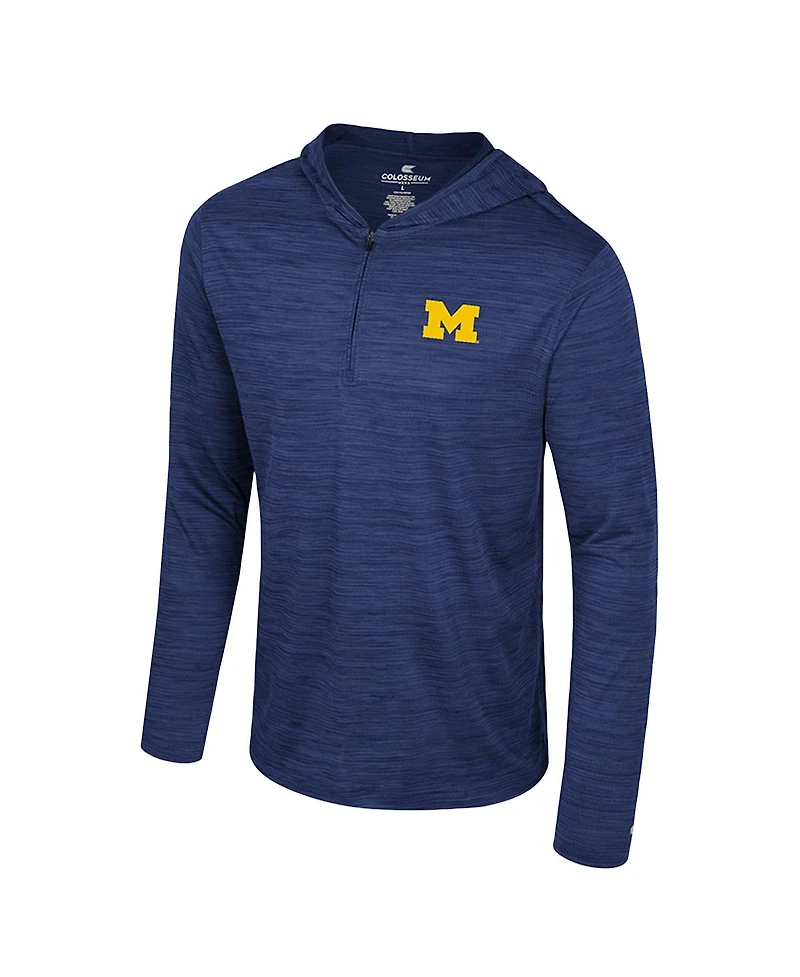 Colosseum Men's Navy Michigan Wolverines Always Sunny Lightweight Quarter-Zip Hoodie
