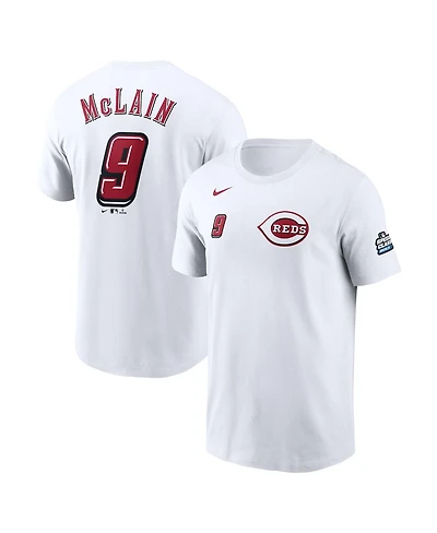 Nike Men's Matt McLain White Cincinnati Reds 2025 Mlb Speedway Classic Name Number T-Shirt