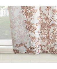 No. 918 Elodie Tonal Botanical Semi-Sheer Rod Pocket Kitchen Curtain Tier Pair