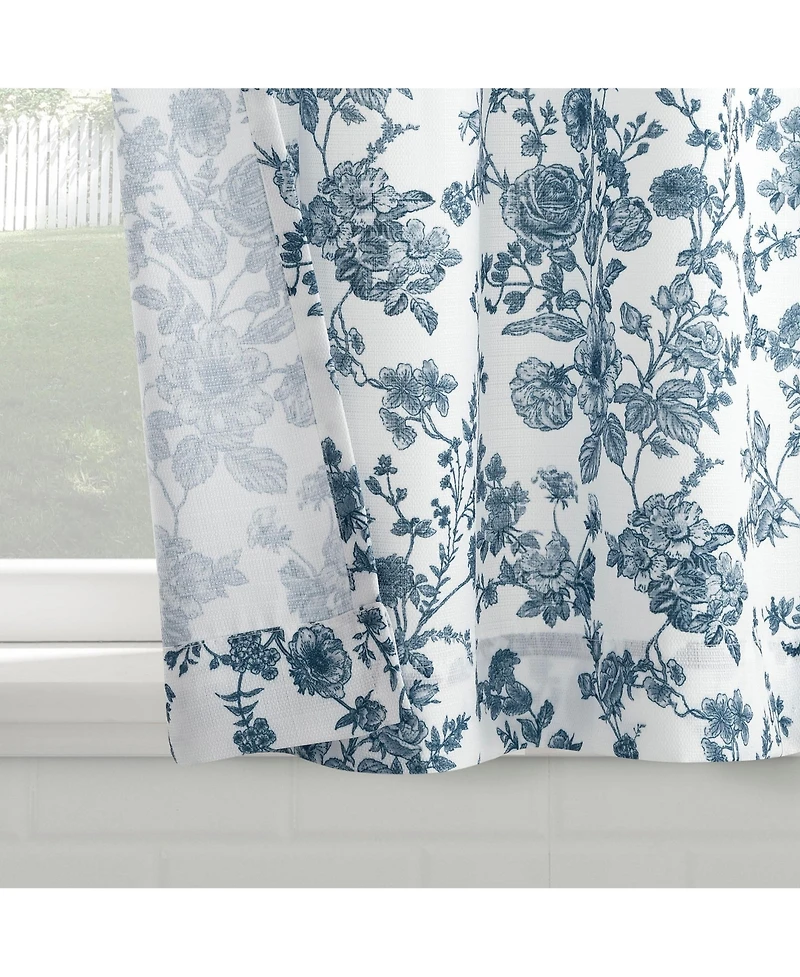 No. 918 Elodie Tonal Botanical Semi-Sheer Rod Pocket Kitchen Curtain Tier Pair