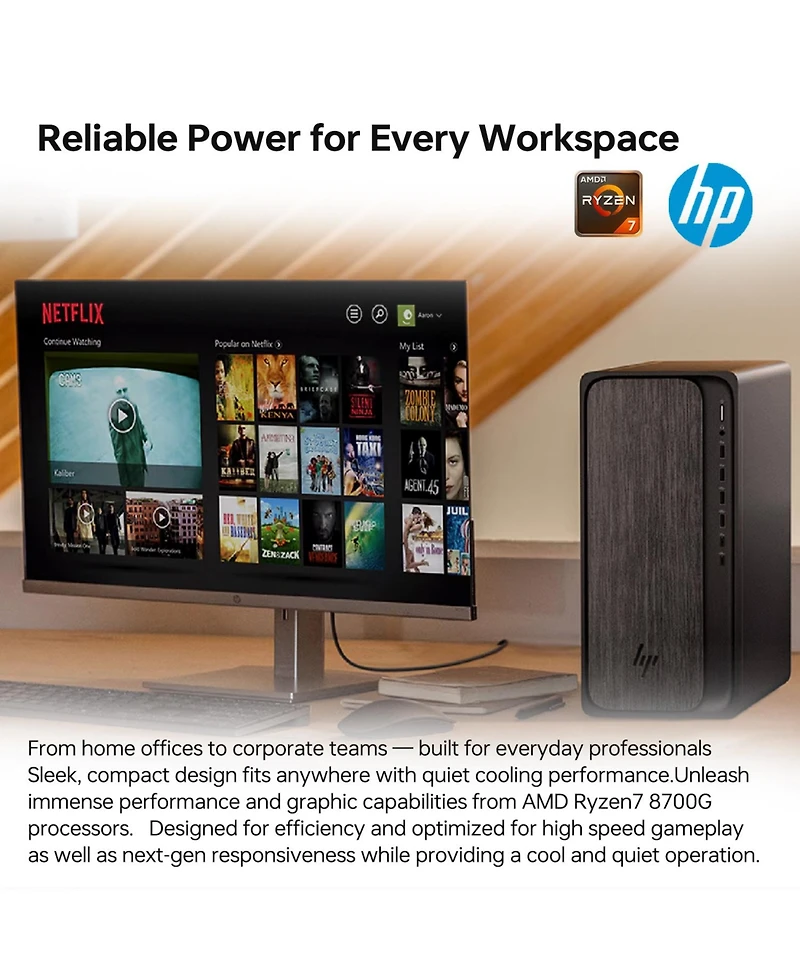 Hp OmniDesk Premium Tower Desktop Amd Ryzen 7 8700G 16GB Ram Amd Radeon Graphics 1TB Ssd Storage Windows 11 Home - Grey