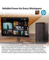 Hp OmniDesk Premium Tower Desktop Amd Ryzen 7 8700G 16GB Ram Amd Radeon Graphics 1TB Ssd Storage Windows 11 Home - Grey