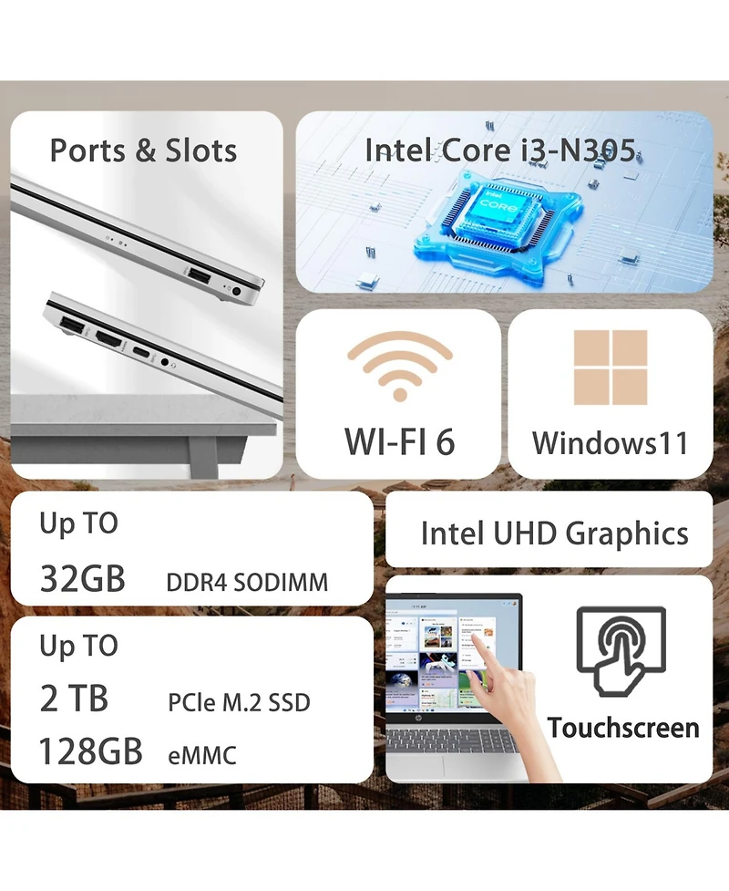 Hp Essential 17.3" Entry Traditional Laptop Intel Core i3 N305 4GB Ram Intel Uhd Graphics 128GB eMMC Storage Windows 11 Home Hd+ 60Hz - Silver