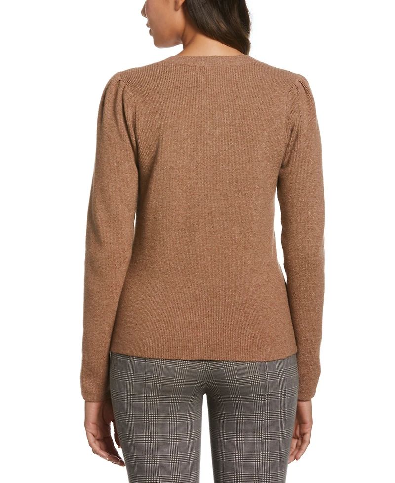 Ella Rafaella Plus Front Lace-Up Long Sleeve Sweater