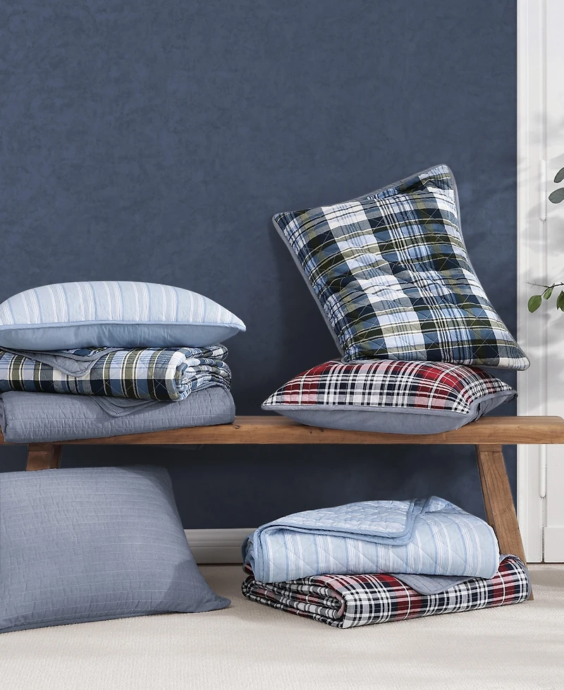Tommy Hilfiger Collegiate Tartan Cotton Reversible -Pc. Quilt Set