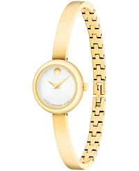 Movado Women's Museum Bangle Round Swiss Quartz Light Yellow Steel Watch, 21.50mm