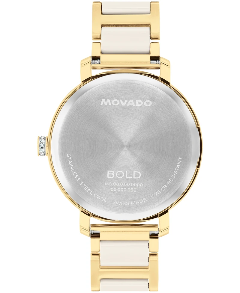 Movado Women's Bold Evolution 2.0 Swiss Quartz Light Gold Steel Taupe Ceramic Watch, 34mm
