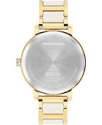 Movado Women's Bold Evolution 2.0 Swiss Quartz Light Gold Steel Taupe Ceramic Watch, 34mm