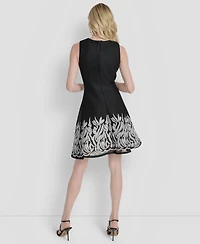 Dkny Women's Embroidered Mesh Sleeveless Dress