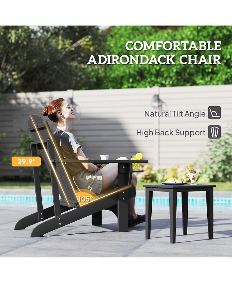 Outsunny Wood Adirondack Chair, Wooden Outdoor & Patio Seating,