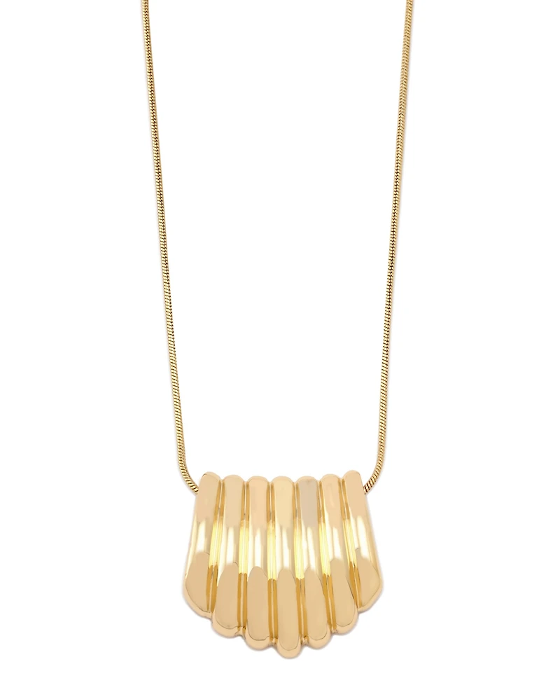 Robert Lee Morris Soho Gold Ribbed Tube Pendant Necklace