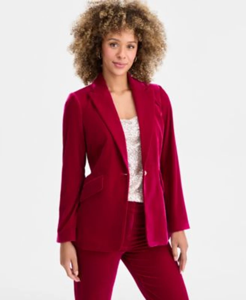 Tahari Asl Velvet Blazer Sequinned Top Velvet Pants