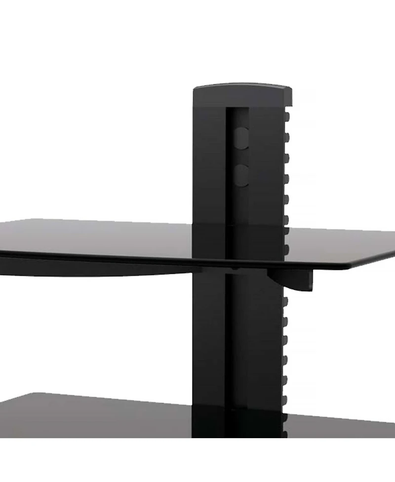 MegaMounts Tempered Glass Double Shelf Wall Mount with Hdmi Cable