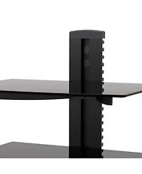 MegaMounts Tempered Glass Double Shelf Wall Mount with Hdmi Cable