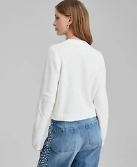 And Now This Women's Bow Embroidered Cropped Cardigan, Macy's Exclusive