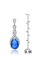 Cubic Zirconia Sterling Silver Colored Stoned Teardrop Earrings