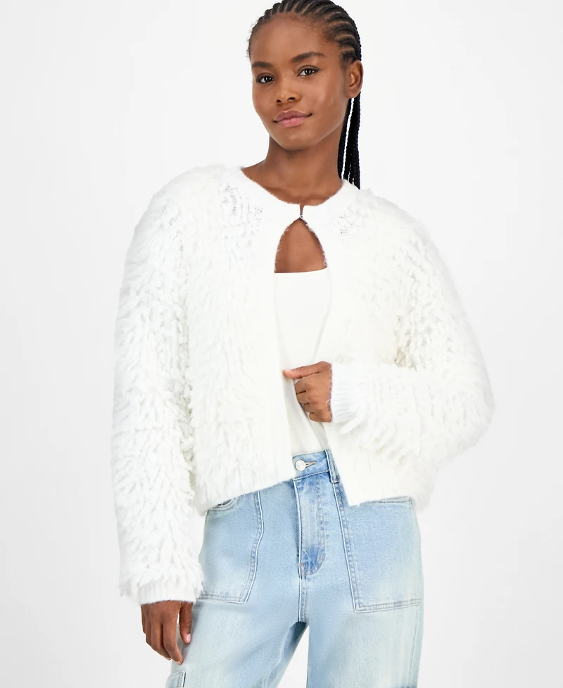 And Now This Women's Shaggy-Knit Cropped Cardigan, Macy's Exclusive