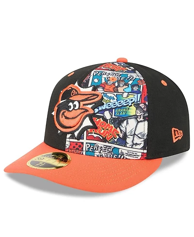 New Era Men's Black/Orange Baltimore Orioles 2025 Mlb Diamond Hero Edition Low Profile 59FIFTY Fitted Hat