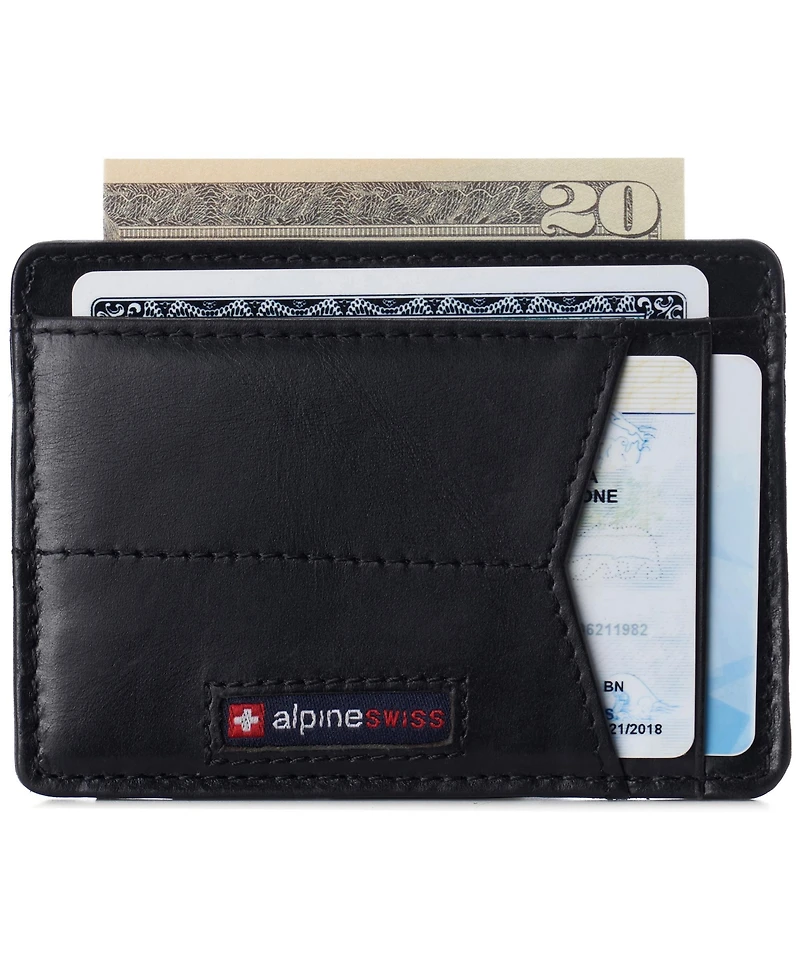 Alpine Swiss Men's Men Rfid Safe Minimalist Front Pocket Wallet Leather Thin Card Case
