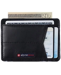 Alpine Swiss Men's Men Rfid Safe Minimalist Front Pocket Wallet Leather Thin Card Case