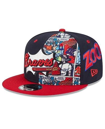 New Era Big Boys and Girls Navy/Red Atlanta Braves 2025 Mlb Diamond Hero Edition 9FIFTY Snapback Hat