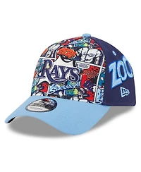 New Era Big Boys and Girls Navy/Light Blue Tampa Bay Rays 2025 Mlb Diamond Hero Edition A-Frame 9FORTY Adjustable Hat